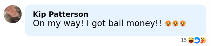 Comment saying On my way! I got bail money with smiling and pleading face emojis after viral hot mugshot of man dubbed the next Brad Pitt. Comment saying On my way! I got bail money with smiling and pleading face emojis after viral hot mugshot of man dubbed the next Brad Pitt.