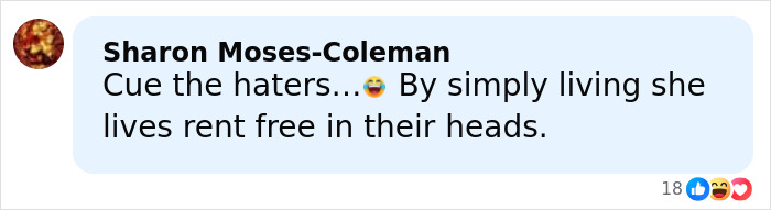 Comment by Sharon Moses-Coleman reacting to Meghan Markle's makeup-free cover photo, discussing public criticism online.