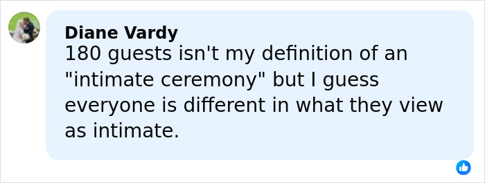 Social media comment discussing the definition of intimate ceremony in reactions to Jon Gosselin remarriage news. Social media comment discussing the definition of intimate ceremony in reactions to Jon Gosselin remarriage news.