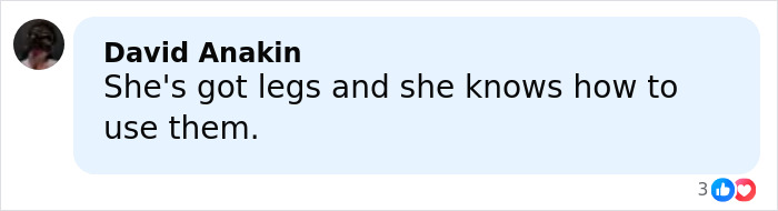 Comment on social media discussing a lingerie with a train look, expressing admiration for the wearer's confidence and style.