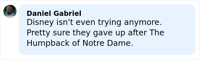 Comment from Daniel Gabriel criticizing Disney’s approach to live-action adaptations amid Moana controversy. Comment from Daniel Gabriel criticizing Disney’s approach to live-action adaptations amid Moana controversy.