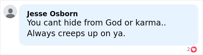 Comment by Jesse Osborn discussing karma and consequences after a man leaves 2-year-old daughter in burning car following a crash.