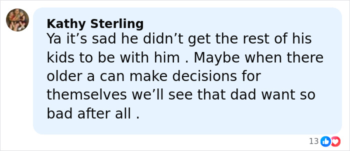 Comment expressing sadness about Jon Gosselin not having all his kids with him after remarrying 16 years later. Comment expressing sadness about Jon Gosselin not having all his kids with him after remarrying 16 years later.