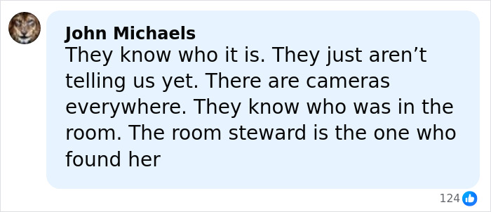 Comment discussing investigation details about a stepsibling after teen's body found under bed on Carnival cruise ship. Comment discussing investigation details about a stepsibling after teen's body found under bed on Carnival cruise ship.