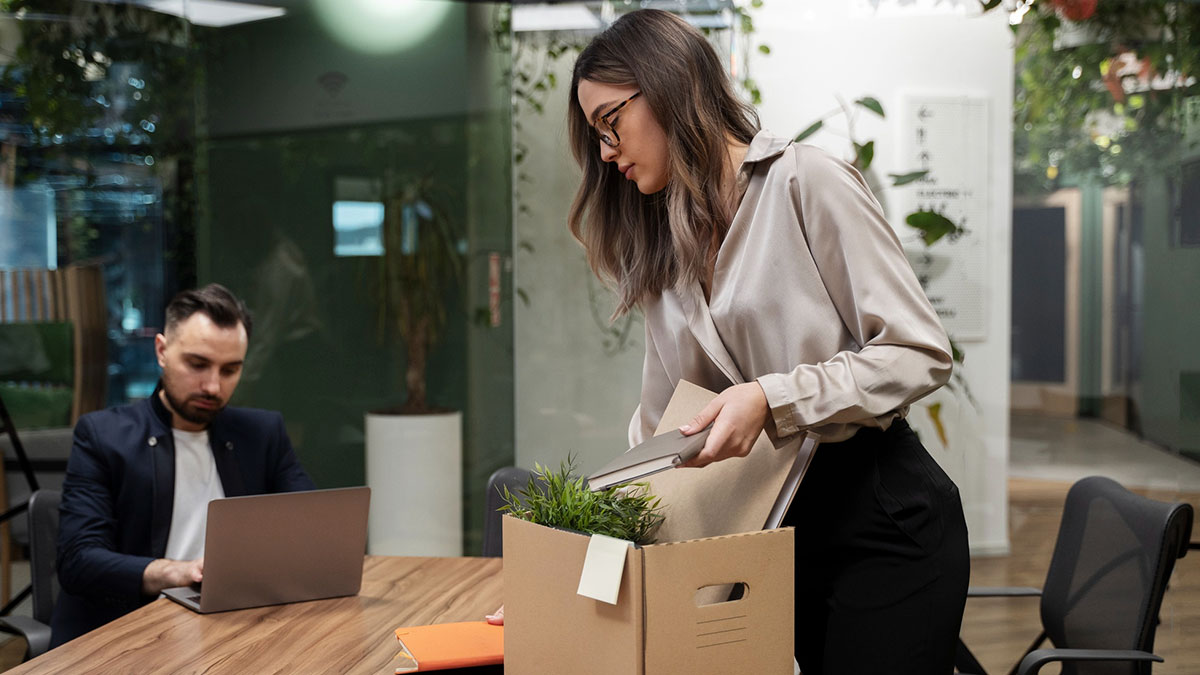 Employee refuses to train replacement without pay after being laid off, while boss threatens reference in office setting.