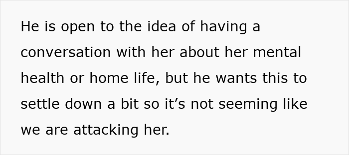 Text on a white background discussing a conversation about mental health and settling tensions without attacking. Text on a white background discussing a conversation about mental health and settling tensions without attacking.