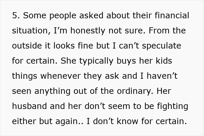 Text excerpt discussing uncertainty about a woman's financial situation and her gift-giving for charity concerns.