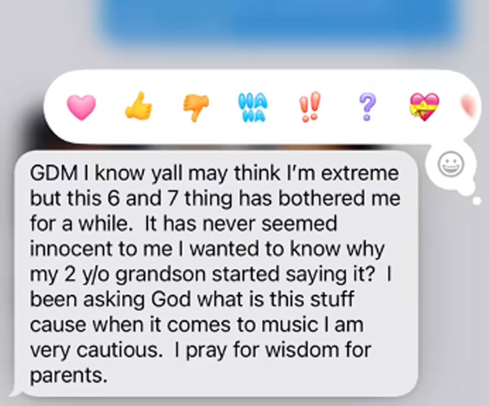 Text message from a MIL expressing concern about her grandson’s words, showing unhinged texts from MILs and reactions.