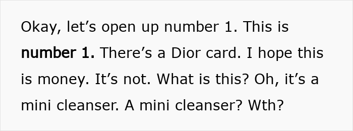 Text showing disappointment opening number 1 of Dior advent calendar, questioning the mini cleanser inside. Text showing disappointment opening number 1 of Dior advent calendar, questioning the mini cleanser inside.