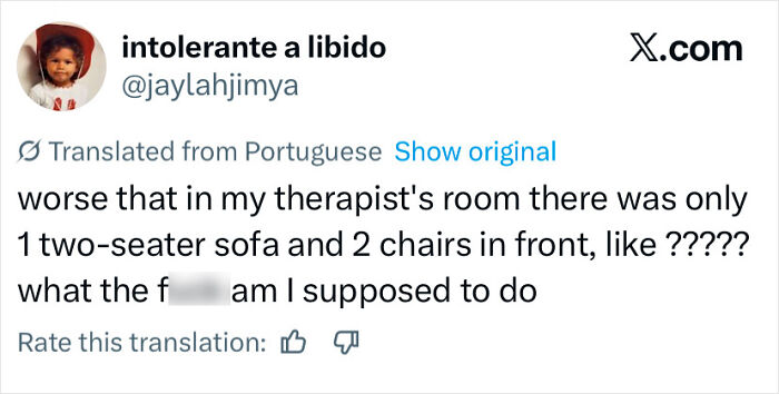 Screenshot of a social media post discussing the hidden test therapists may use to judge you upon entering the room.