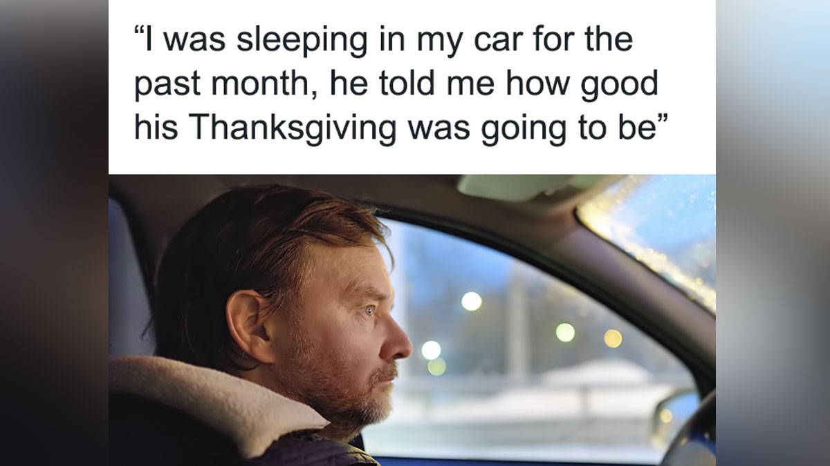 Man with a somber expression sitting inside a car, illustrating hardship linked to insensitive cancer comments.