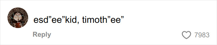 Comment on social media post mentioning EsDeeKid and Timothée Chalamet, fueling fan theories about the masked rapper's identity. Comment on social media post mentioning EsDeeKid and Timothée Chalamet, fueling fan theories about the masked rapper's identity.