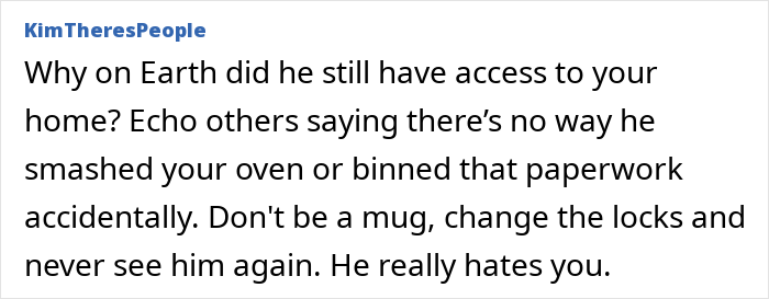Text message warning about changing locks to remove a jobless partner who costs more than he brings in. Text message warning about changing locks to remove a jobless partner who costs more than he brings in.