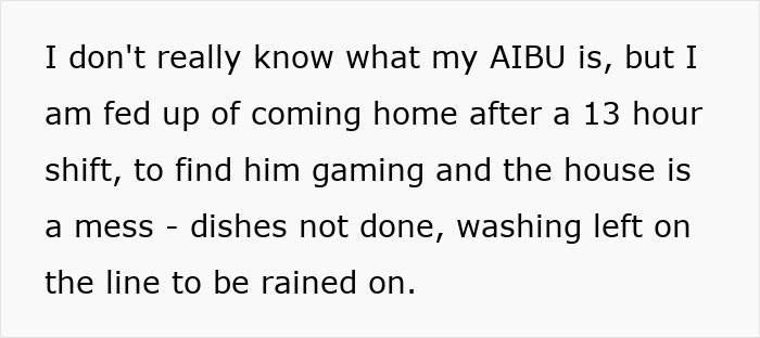 Text showing a woman expressing frustration about a jobless partner who does not contribute and causes household stress. Text showing a woman expressing frustration about a jobless partner who does not contribute and causes household stress.