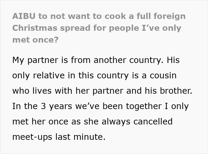 Woman reluctant to cook foreign traditional Christmas spread for distant family she barely knows in a new country. Woman reluctant to cook foreign traditional Christmas spread for distant family she barely knows in a new country.
