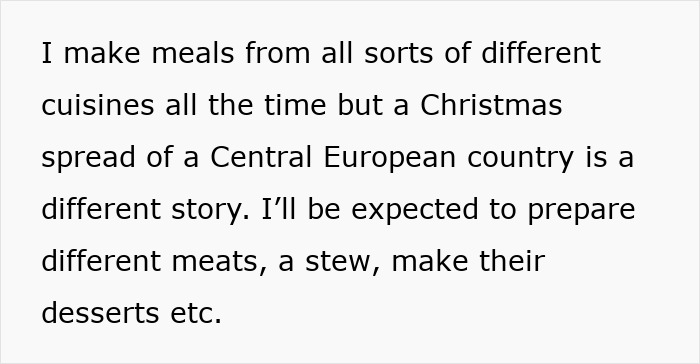 Woman reluctant to cook foreign traditional Christmas spread with multiple dishes including meats, stew, and desserts. Woman reluctant to cook foreign traditional Christmas spread with multiple dishes including meats, stew, and desserts.