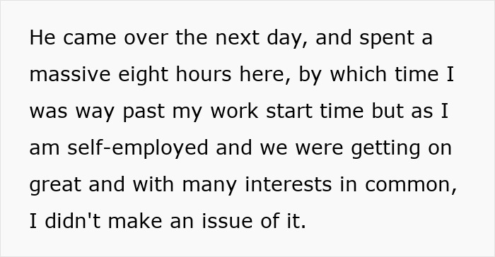 Text excerpt describing a woman giving lonely widower company while he fixates and starts appearing wherever she goes. Text excerpt describing a woman giving lonely widower company while he fixates and starts appearing wherever she goes.