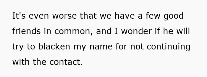 Text on a white background expressing concern about a widower fixating and appearing everywhere the woman goes. Text on a white background expressing concern about a widower fixating and appearing everywhere the woman goes.