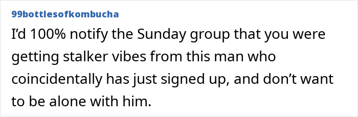 Woman gives lonely widower company, worried as he fixates and starts appearing everywhere she goes, showing concern. Woman gives lonely widower company, worried as he fixates and starts appearing everywhere she goes, showing concern.