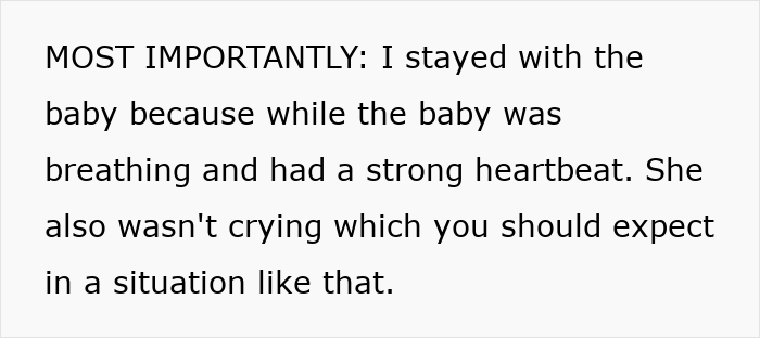 Text excerpt explaining a nurse girlfriend prioritizing a baby’s breathing over dogs during a car crash situation. Text excerpt explaining a nurse girlfriend prioritizing a baby’s breathing over dogs during a car crash situation.