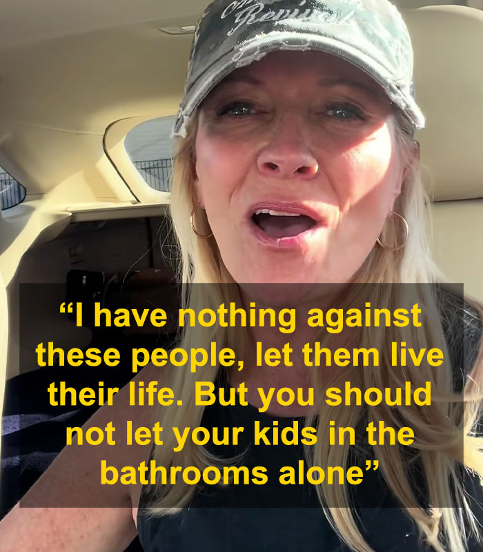 Woman expressing concern about bearded trans man in women’s restroom sparking debate on transgender issues. Woman expressing concern about bearded trans man in women’s restroom sparking debate on transgender issues.