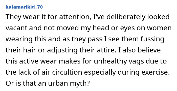 Screenshot of a viral internet rant debating decency in public and opinions on the activewear trend. Screenshot of a viral internet rant debating decency in public and opinions on the activewear trend.