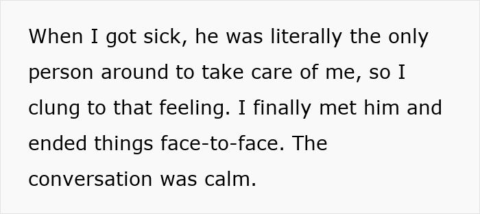 Text about a 50-year-old man lying about his age to his 22-year-old girlfriend, who ends things after the truth is revealed.