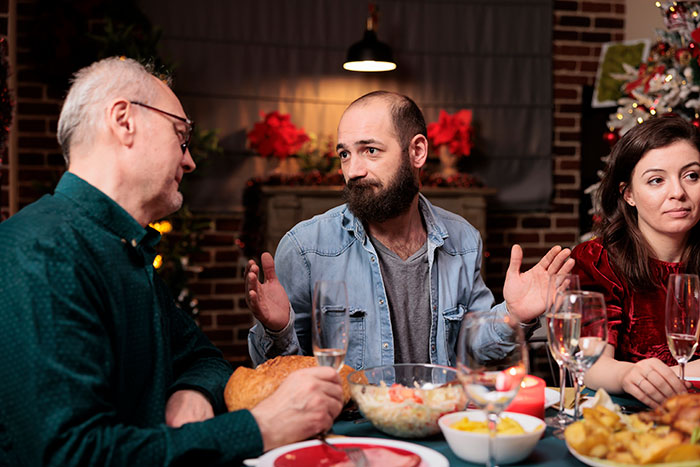 Family freaks out at Christmas dinner as vegetarian host explains no ham was prepared, causing tension around the table. Family freaks out at Christmas dinner as vegetarian host explains no ham was prepared, causing tension around the table.