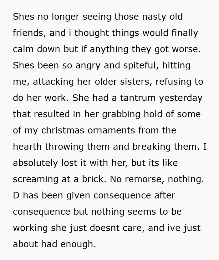 Text about mom struggling to handle 7-year-old's tantrums and breaking Christmas ornaments as punishment debate. Text about mom struggling to handle 7-year-old's tantrums and breaking Christmas ornaments as punishment debate.