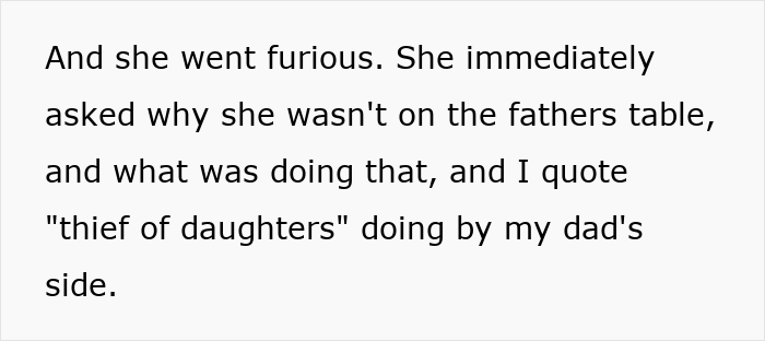 Alt text: Bio mom throws a fit after daughter honors dad&rsquo;s bestie as mom at wedding, causing family tension.