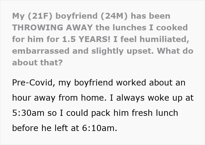 Upset woman confronting boyfriend after he throws away cooked lunches she prepared with care. Upset woman confronting boyfriend after he throws away cooked lunches she prepared with care.