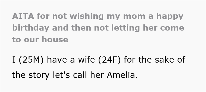 Text excerpt discussing a mother upset at her son for forgetting her birthday and accusing daughter-in-law of timing labor purposely. Text excerpt discussing a mother upset at her son for forgetting her birthday and accusing daughter-in-law of timing labor purposely.