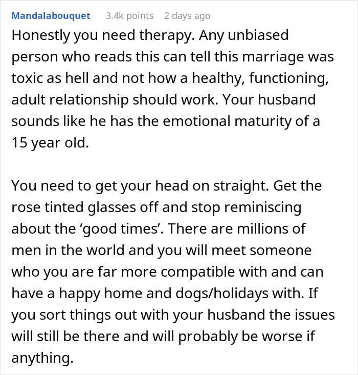 Alt text: Woman gets a reality check after regretting a toxic marriage and divorce, with advice on emotional maturity and moving on. Alt text: Woman gets a reality check after regretting a toxic marriage and divorce, with advice on emotional maturity and moving on.