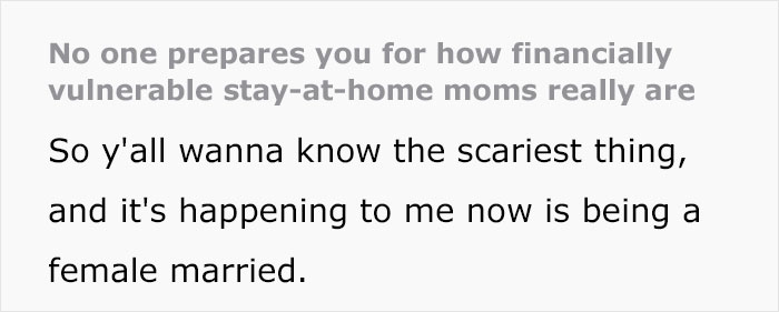 Text image on financial vulnerability of stay-at-home moms, highlighting challenges faced by SAHM at a loss after divorce request. Text image on financial vulnerability of stay-at-home moms, highlighting challenges faced by SAHM at a loss after divorce request.