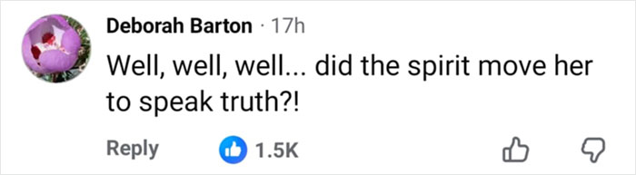 Screenshot of a social media comment reacting to Erika Kirk's Freudian slip going viral at a TPUSA event. Screenshot of a social media comment reacting to Erika Kirk's Freudian slip going viral at a TPUSA event.