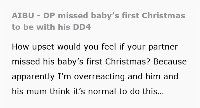 Wife heartbroken as husband abandons her and baby on Christmas, spending time instead with his other child. Wife heartbroken as husband abandons her and baby on Christmas, spending time instead with his other child.