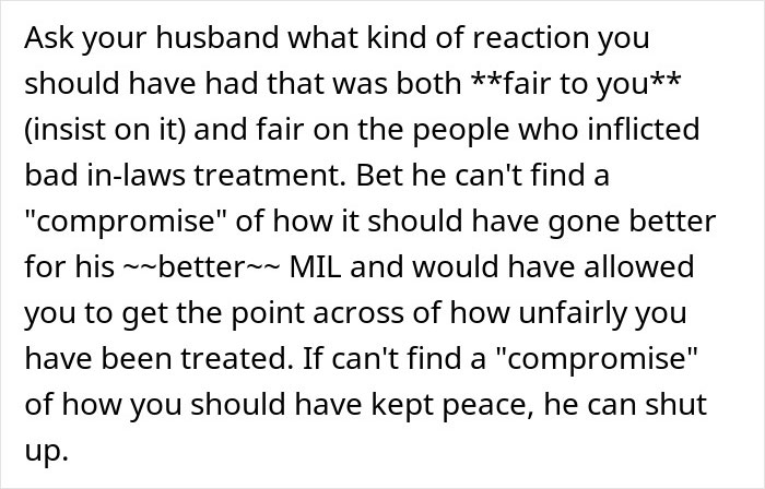 Text excerpt discussing handling repressed rage and fair reactions involving a difficult mother-in-law situation.