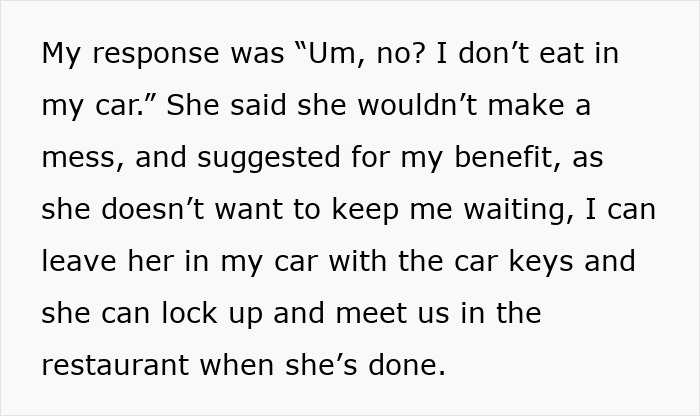 Text showing a woman standing firm and not giving in to social pressure from coworkers despite potential awkwardness.