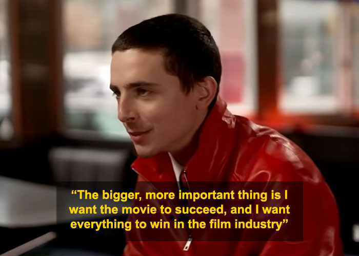Timothée Chalamet in a red jacket during an interview criticized for arrogance and embarrassing remarks in the film industry. Timothée Chalamet in a red jacket during an interview criticized for arrogance and embarrassing remarks in the film industry.