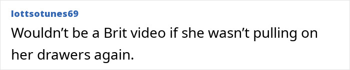 Screenshot of a social media comment about Britney Spears’ bikini slip and yacht kiss with a mystery man. Screenshot of a social media comment about Britney Spears’ bikini slip and yacht kiss with a mystery man.