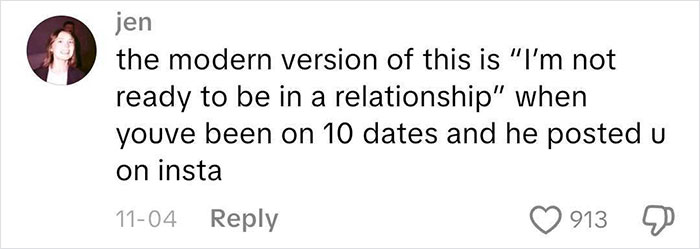 Screenshot of a social media comment comparing modern dating to behavior of the worst Victorian boyfriend. Screenshot of a social media comment comparing modern dating to behavior of the worst Victorian boyfriend.