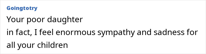 Comment on social platform expressing sympathy for mom struggling with 7-year-old amid Christmas gift punishment debate online.