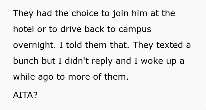 Text excerpt discussing siblings being kicked out after revealing a surprise plan with questions about right or wrong actions. Text excerpt discussing siblings being kicked out after revealing a surprise plan with questions about right or wrong actions.