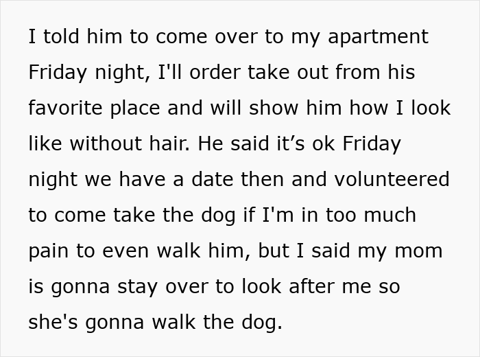 Text excerpt about a girlfriend showing her boyfriend how she looks without body hair after he demands she laser it off.