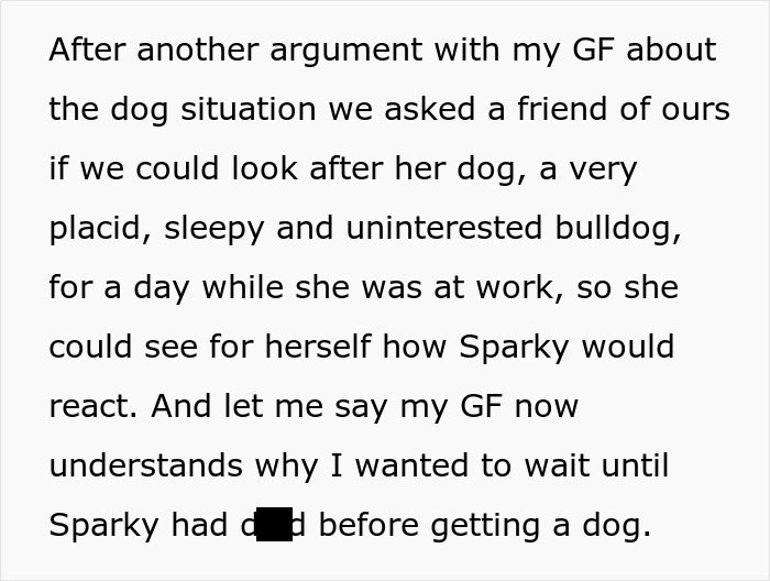 Text about argument with girlfriend over dog and cat, describing a bulldog's calm reaction to assess pet compatibility. Text about argument with girlfriend over dog and cat, describing a bulldog's calm reaction to assess pet compatibility.