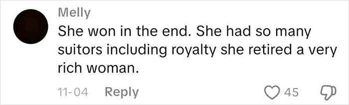 Comment on letter from worst Victorian boyfriend, discussing suitors and a woman retiring wealthy after many relationships. Comment on letter from worst Victorian boyfriend, discussing suitors and a woman retiring wealthy after many relationships.