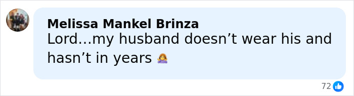 Facebook comment by Melissa Mankel Brinza discussing husband not wearing a wedding ring amid JD Vance marriage speculation. Facebook comment by Melissa Mankel Brinza discussing husband not wearing a wedding ring amid JD Vance marriage speculation.