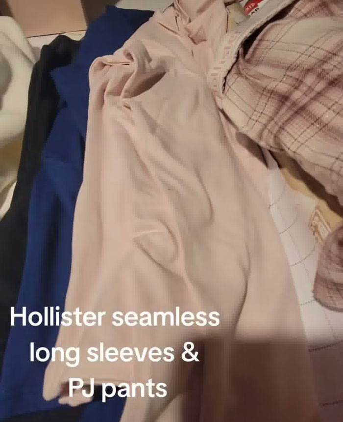 Christmas gift haul showing Hollister seamless long sleeves and PJ pants for daughter with backlash.