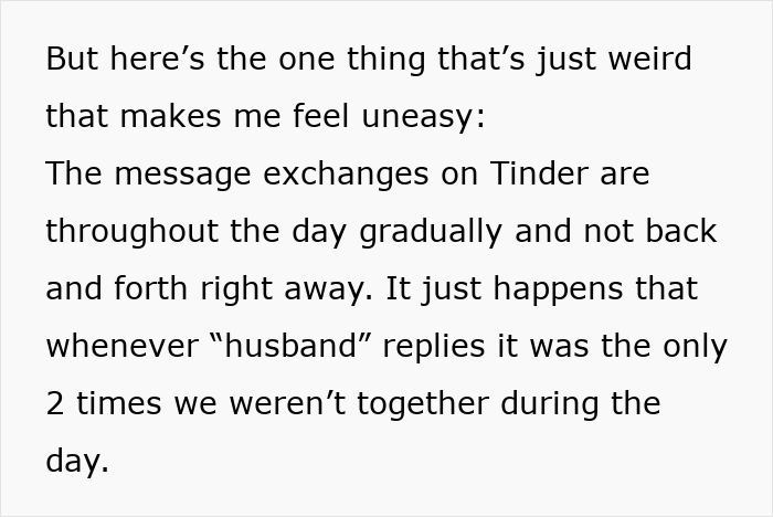 Text excerpt discussing woman’s discovery of proof her husband is cheating and behavior of jealous ex-girlfriends.