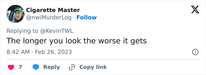 Twitter reply from user Cigarette Master stating the longer you look the worse it gets in response to Ed Sheeran's shredded physique debate.